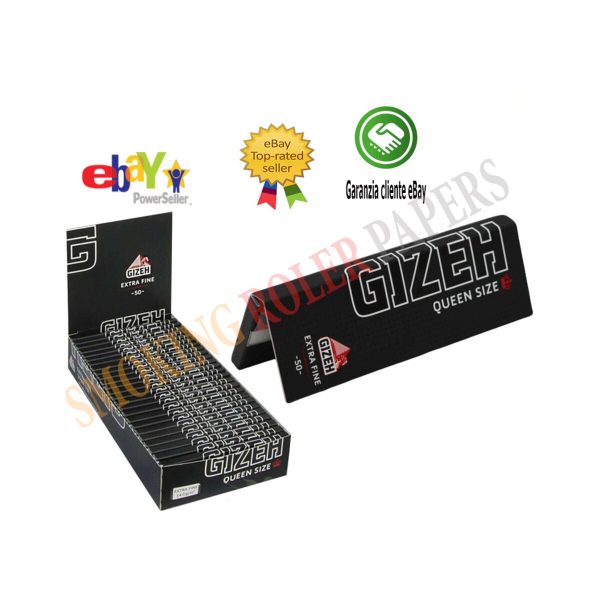 master-10 Gizeh Black Extra Fine Queen Size 44 × 78 mm Rolling Papers – 25 Booklets of 50 Sheets