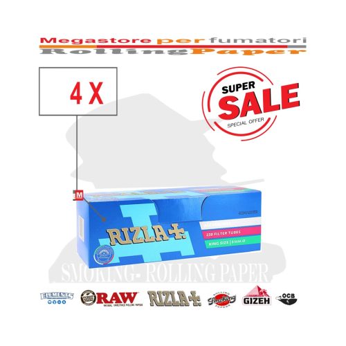master-102 Rizla King Size 8 mm Cigarette Tubes with Filter – 4 Boxes of 250 Tubes