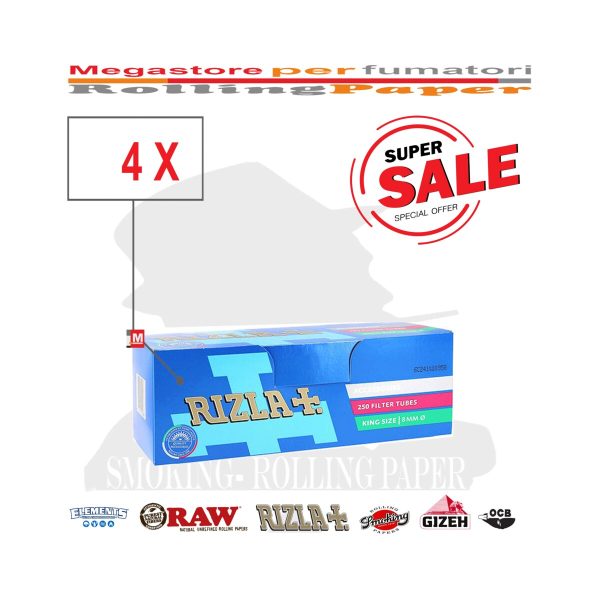 Rizla King Size 8 mm Cigarette Tubes with Filter – 4 Boxes of 250 Tubes