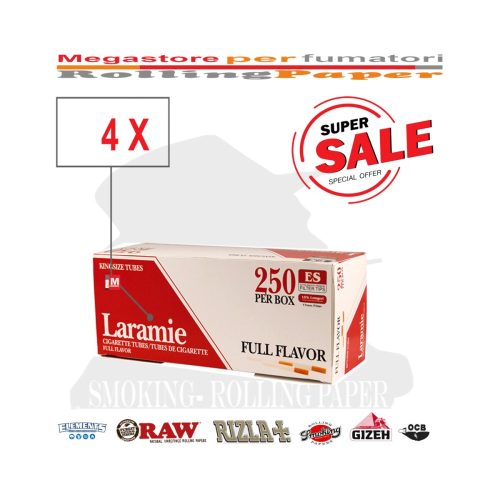 master-103 Laramie Full Flavor Red King Size 8 mm Cigarette Tubes – 4 Boxes of 250 Tubes