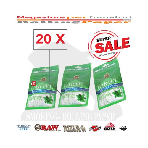 Cartel Menthol Slim 6 mm Filters – 20 Bags of 120 Filters