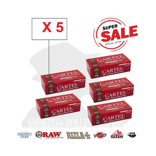 Cartel 100's Red Regular 25 mm Cigarette Tubes – Pack of 200 Tubes