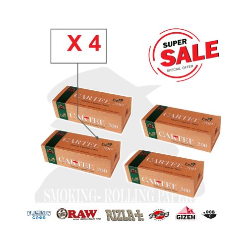 Cartel Regular Organic, Unbleached Cigarette Tubes with Filter – Pack of 200 Tubes