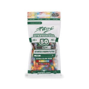 Purize Rainbow Extra Slim 6 mm Activated Charcoal Filters – 50 Filters