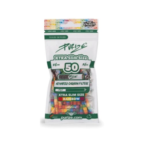 master-131 Purize Rainbow Extra Slim 6 mm Activated Charcoal Filters – 50 Filters