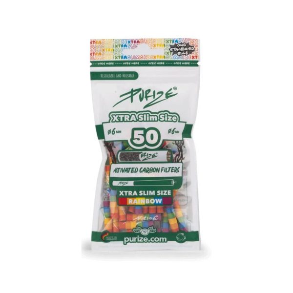 master-131 Purize Rainbow Extra Slim 6 mm Activated Charcoal Filters – 50 Filters