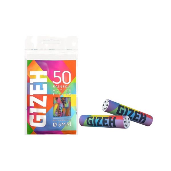 master-133 Gizeh Rainbow Extra Slim 6 mm Activated Charcoal Filters – 50 Filters