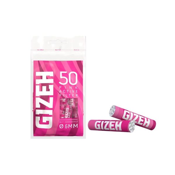 master-134 Gizeh Pink Extra Slim 6 mm Activated Charcoal Filters – 50 Filters