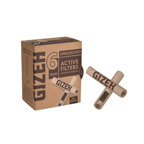 master-135 Gizeh Extra Slim 6 mm Unbleached Activated Charcoal Filters – 34 Filters