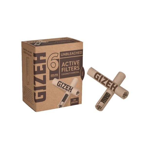 master-135 Gizeh Extra Slim 6 mm Unbleached Activated Charcoal Filters – 34 Filters