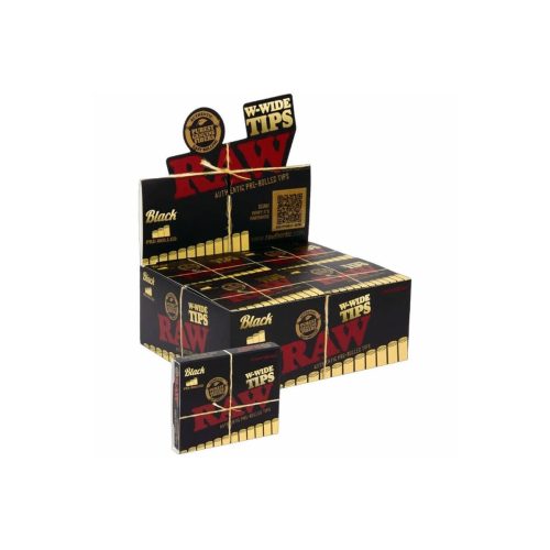 master-142 RAW Pre-Rolled Black Regular Cardboard Filter Tips – 20 Pieces