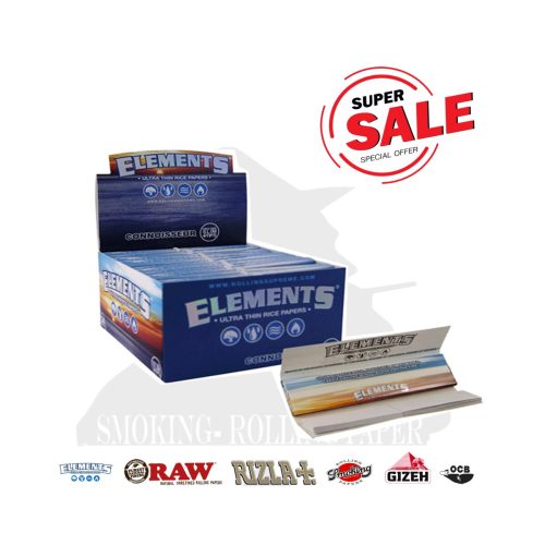 master-161 Elements Connoisseur Blue King Size Slim Rolling Papers with Tips
