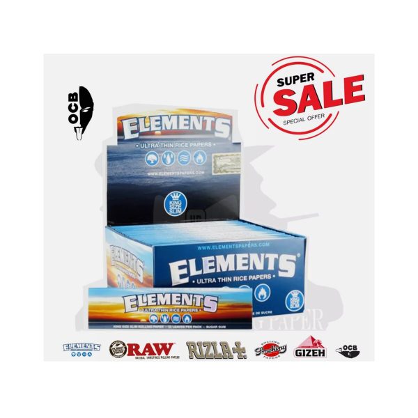master-164 Elements Blue King Size Slim Rolling Papers – Pack of 50 Booklets
