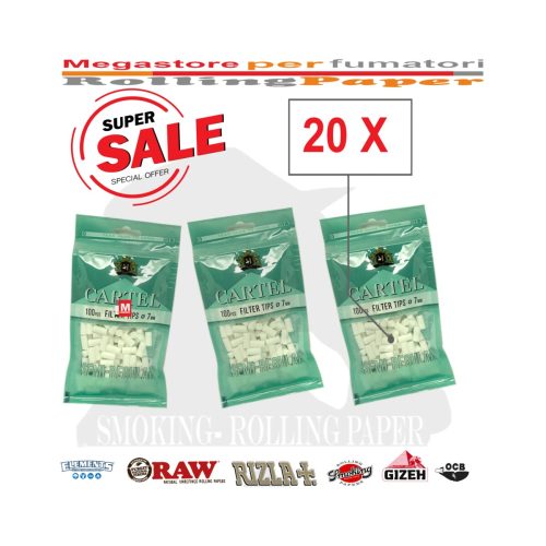 Cartel Semi Regular 7 × 15 mm Filters – 20 Bags of 100 Filters