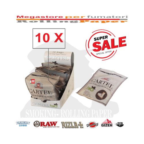 Cartel Organic Slim 6 × 15 mm Filters – 10 Bags of 120 Filters