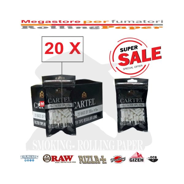 master-169 Cartel Regular 8 × 22 mm Filters – 20 Bags of 100 Filters