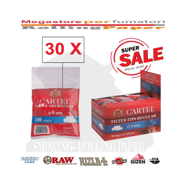master-170 Cartel Regular 8 × 15 mm Filters – 30 Bags of 100 Filters