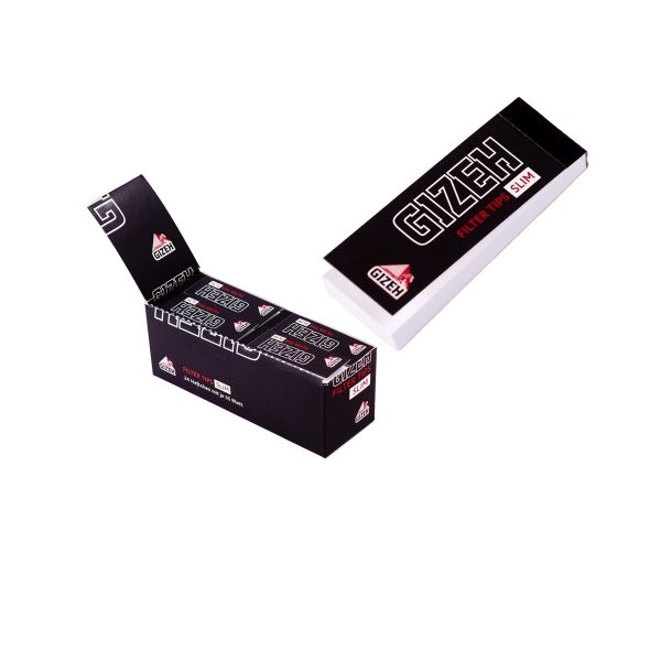 master-173 Gizeh Black Slim Perforated 26 × 60 mm Cardboard Filter Tips – Booklets of 35 Tips