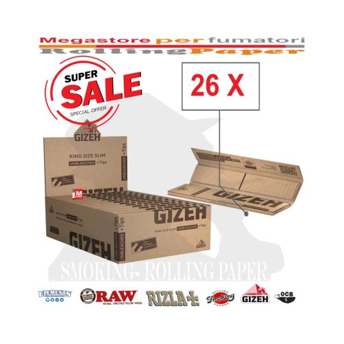 master-176 Gizeh King Size Unbleached Rolling Papers with Tips – Pack of 26 Booklets