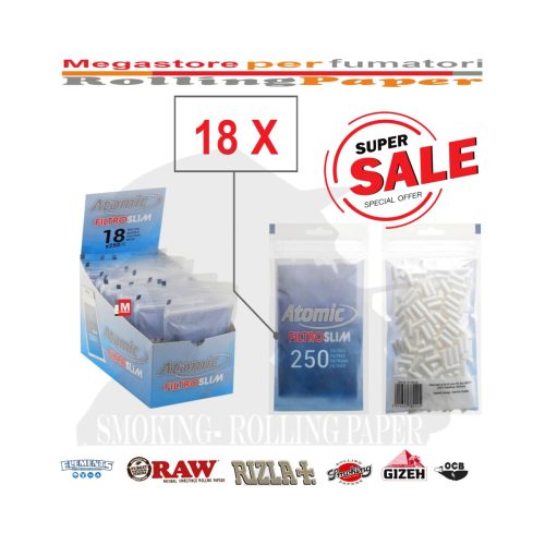 Atomic Slim 6 mm Cigarette Filters – 18 Bags of 250 Filters