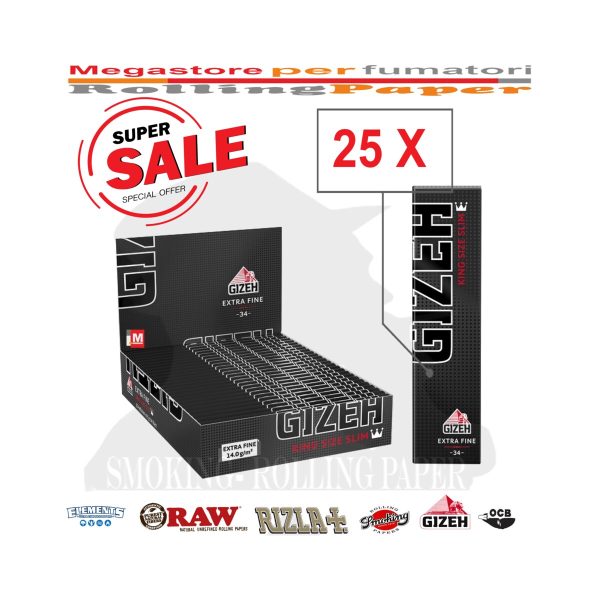 Gizeh Extra Fine Black King Size Slim Rolling Papers – Pack of 25 Booklets