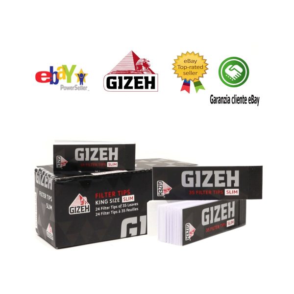 master-184 Gizeh Black Slim Perforated Cardboard Filter Tips – 24 Booklets