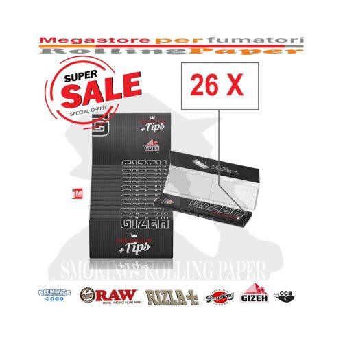 master-194 Gizeh Black King Size Slim Rolling Papers with Tips – Pack of 26 Booklets