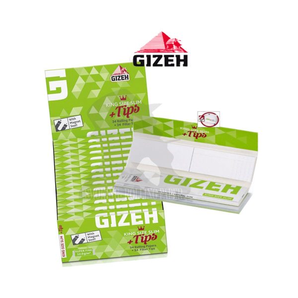 master-195 Gizeh Super Fine King Size Slim Rolling Papers with Tips – Pack of 26 Booklets
