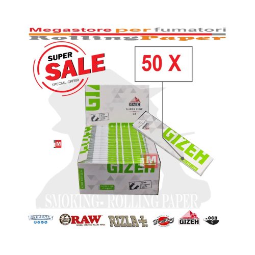 master-200 Gizeh Super Fine King Size Slim Rolling Papers – Pack of 50 Booklets