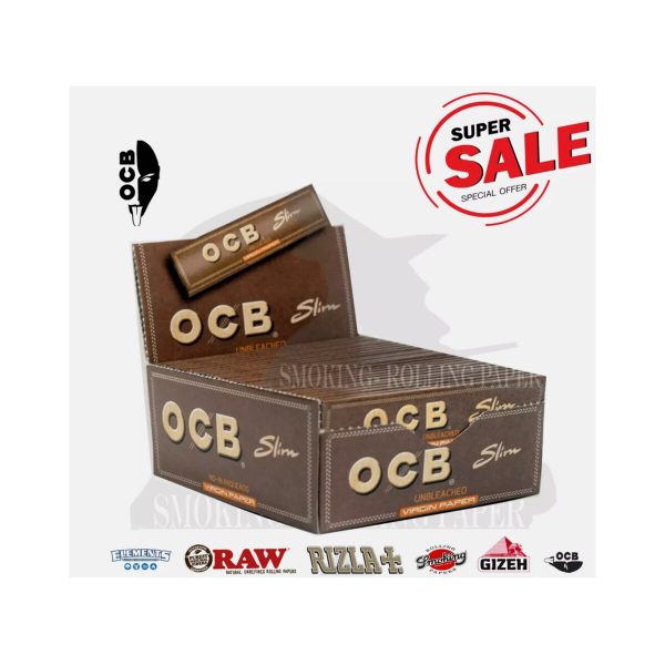 master-233 OCB Virgin Brown Gold King Size Slim Rolling Papers – Pack of 50 Booklets