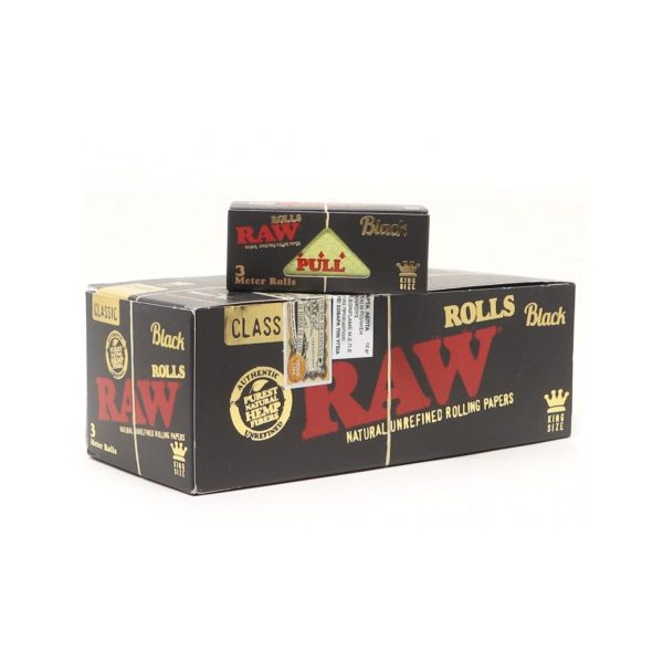 master-250 RAW Natural Black Rolls Slim Rolling Paper Rolls – 12 Rolls