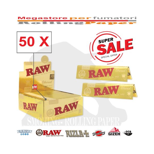 master-251 RAW Ethereal Premium Gold King Size Rolling Papers – Pack of 50 Booklets