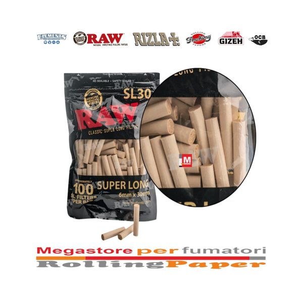 master-252 RAW Black Super Long XL SL30 Slim 6 mm Filters – 10 Bags of 100 Filters