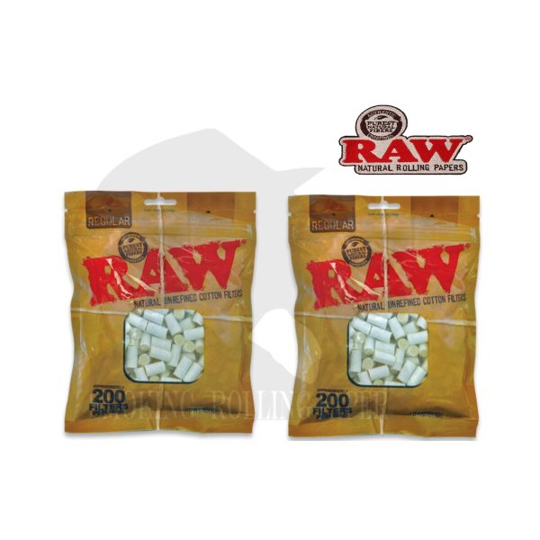 master-255 RAW Regular 8 mm Pure Cotton Filters – 10 Bags of 200 Filters