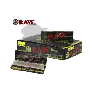 RAW Organic Black Medium 1¼ Rolling Papers – Pack of 24 Booklets