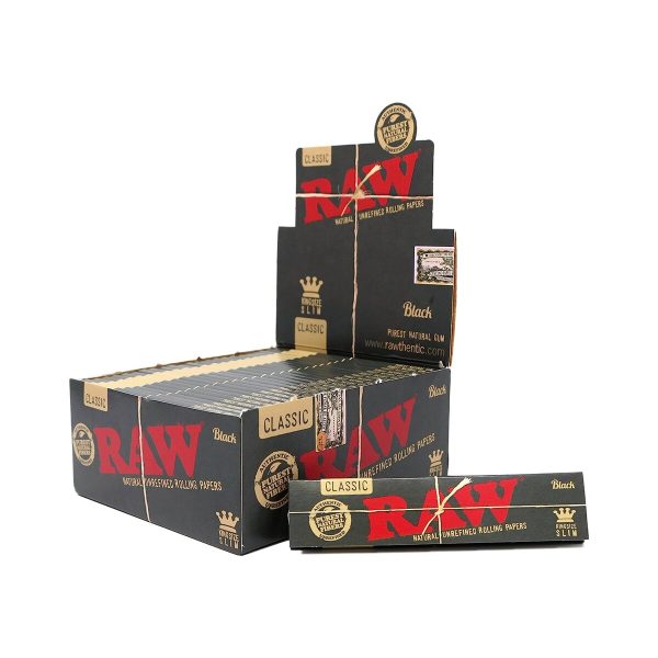 master-266 RAW Classic Black King Size Slim Rolling Papers – Pack of 50 Booklets