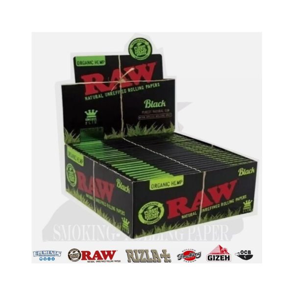 master-267 RAW Organic Natural Black King Size Slim Rolling Papers – Pack of 50 Booklets