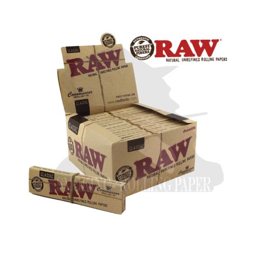 master-274 RAW Classic Connoisseur King Size Slim Rolling Papers with Tips – Pack of 24 Booklets