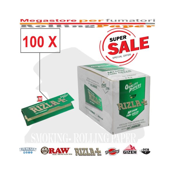 Rizla Green Regular Size Rolling Papers – Pack of 100 Booklets