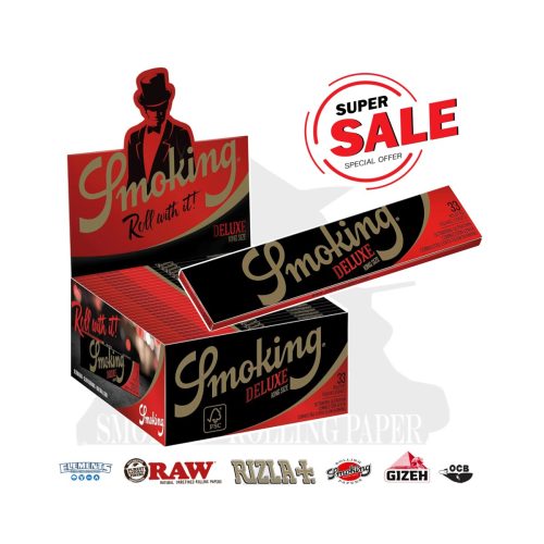 master-3 Smoking Deluxe Black King Size Slim Rolling Papers – Pack of 50 Booklets