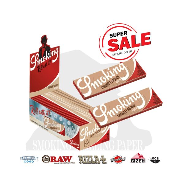 Smoking Thinnest Brown Regular 69 × 37 mm Rolling Papers – 50 Booklets of 60 Sheets
