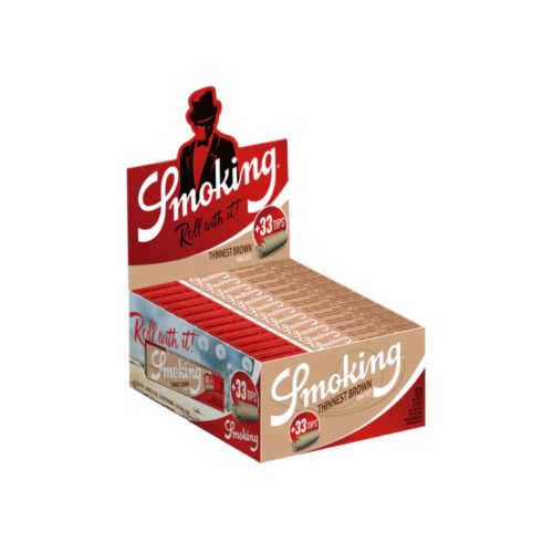 master-332 Smoking Thinnest Brown King Size Rolling Papers with Tips – Pack of 24 Booklets