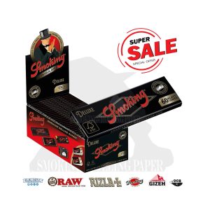 Smoking Deluxe Black Regular Size Rolling Papers – Pack of 50 Booklets