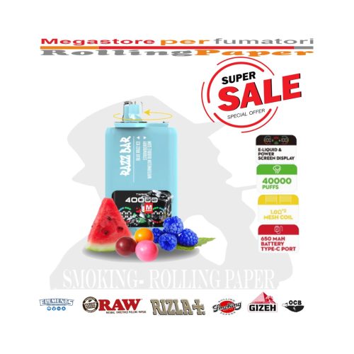 master-375 Razz Bar 40K – 40,000 puffs – Blue Razz Ice / Strawberry Watermelon / Bubblegum