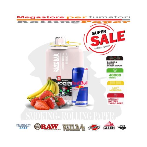 Razz Bar 40K – 40,000 puffs – Strawberry Banana / Red Bull Ice