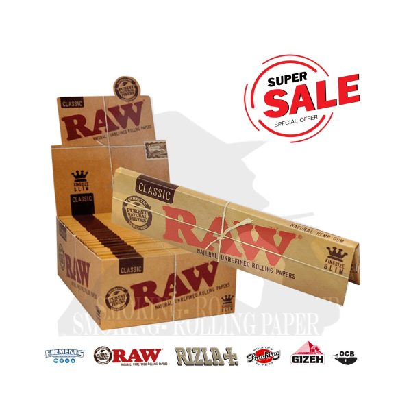 master-379 RAW Classic King Size Slim Rolling Papers – Pack of 50 Booklets