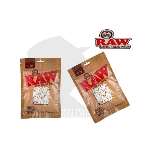 master-389 RAW Slim 6 mm Pure Cotton Filters – 10 Bags of 200 Filters