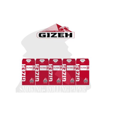 master-40 Gizeh Red Regular 8 mm Filters with Dispenser – 10 Cases of 100 Filters