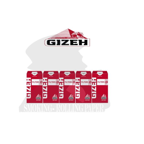 master-40 Gizeh Red Regular 8 mm Filters with Dispenser – 10 Cases of 100 Filters
