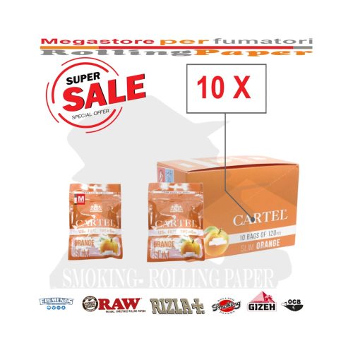 Cartel Orange Slim 6 mm Filters – 10 Bags of 120 Filters
